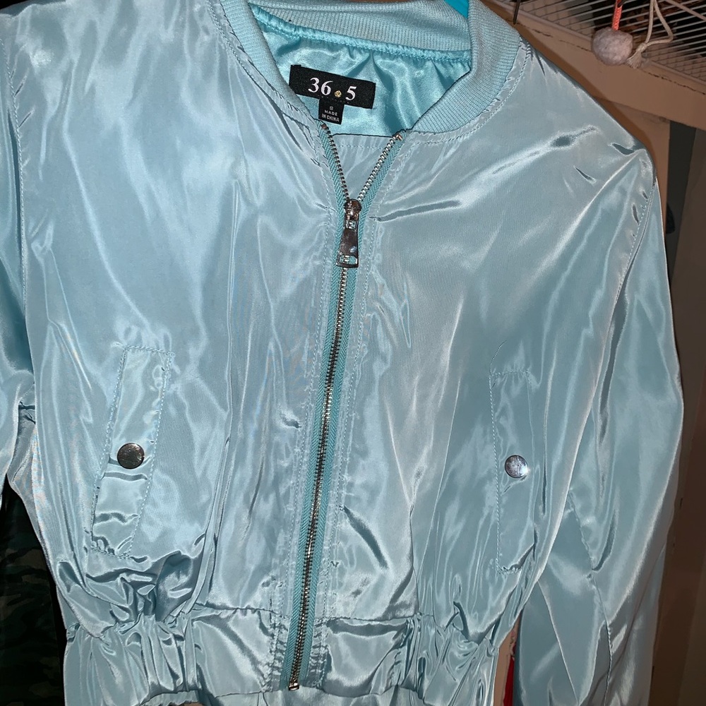 Fashion Nova Baby Blue Crop Bomber Jacket